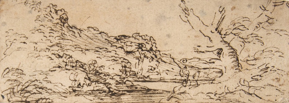Landscape with hills and a lake, trees in right foreground (1615–73)