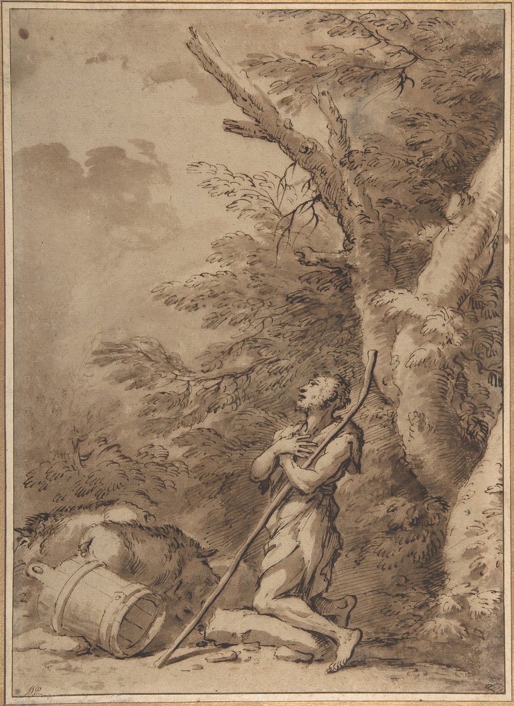 The Prodigal Son Kneeling Repentant among Swine (1615–73)