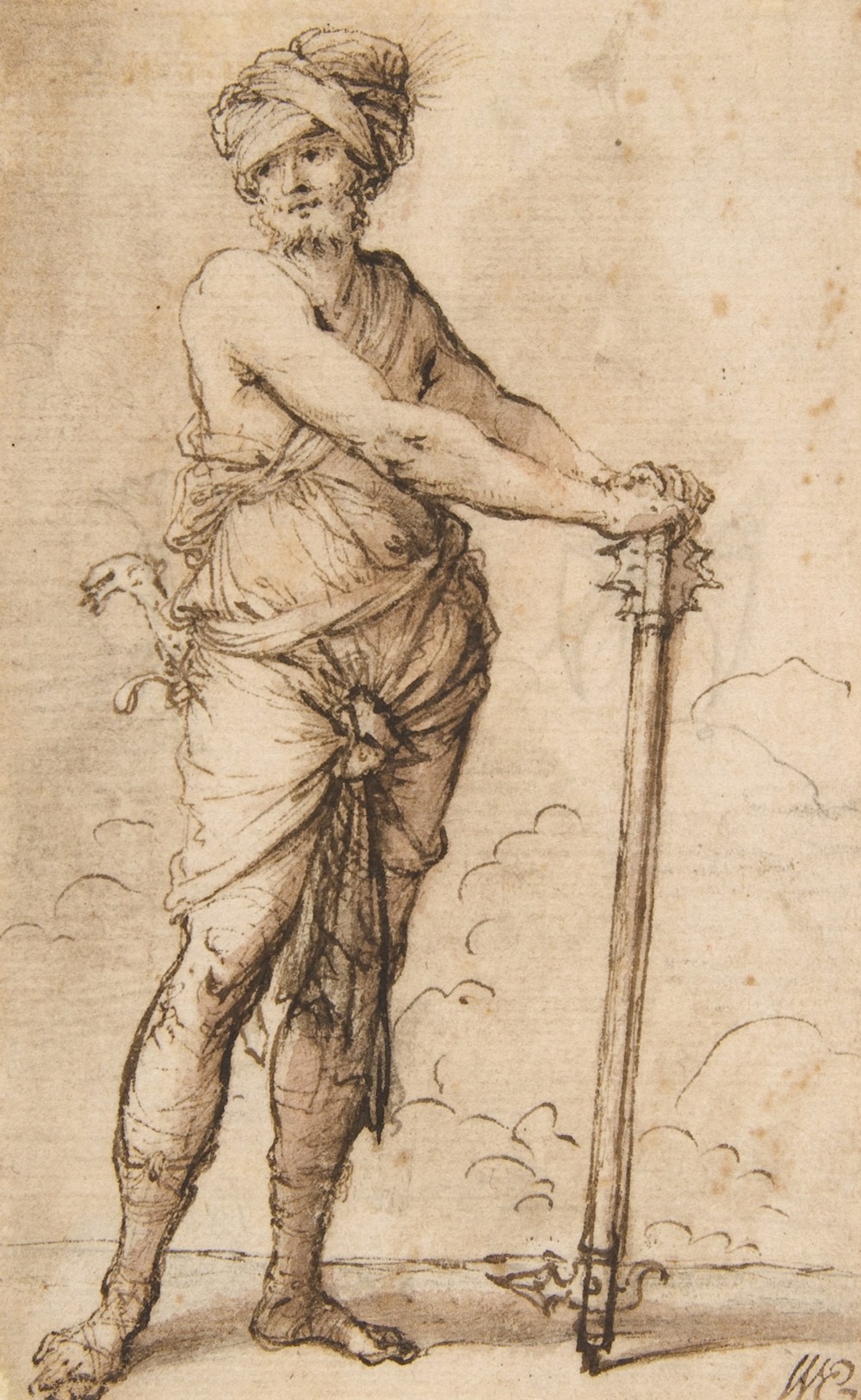 Turbaned Warrior Holding a Mace (1615–73)