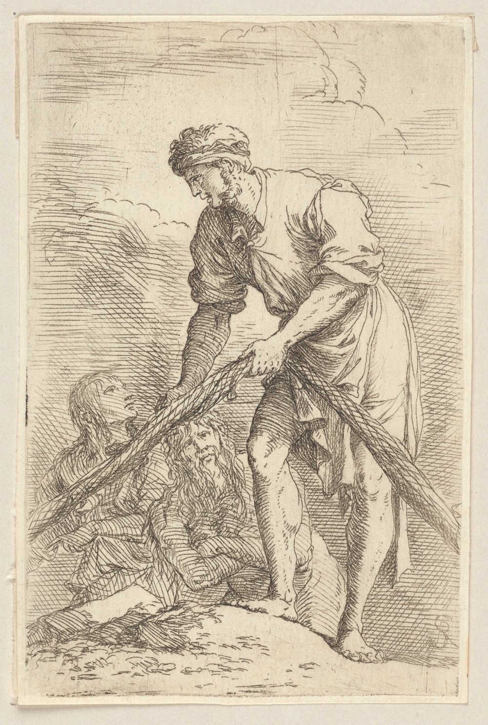 Man with Fishing Net and Two Other Figures