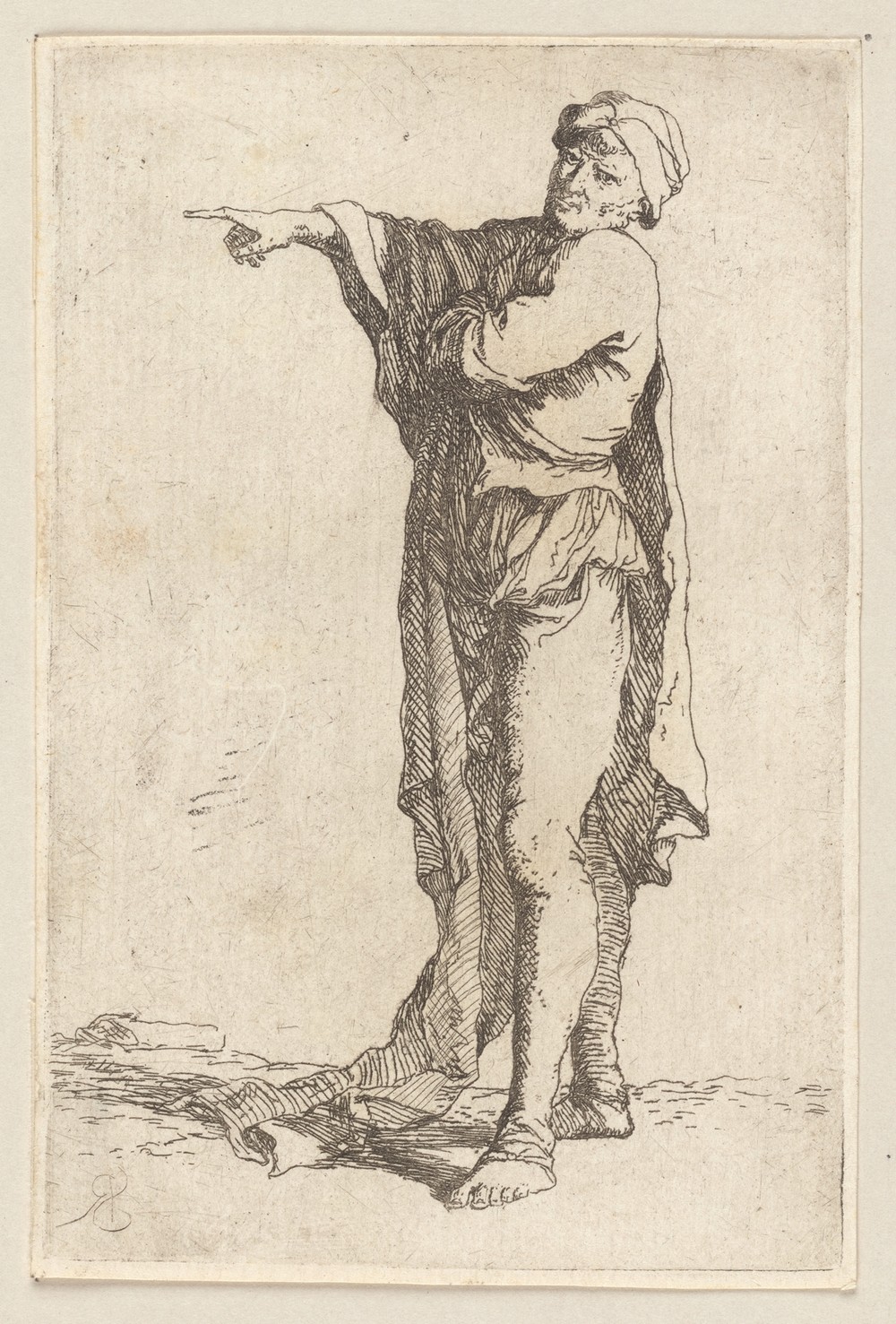 Man, Standing, His Arm Pointing Horizontally