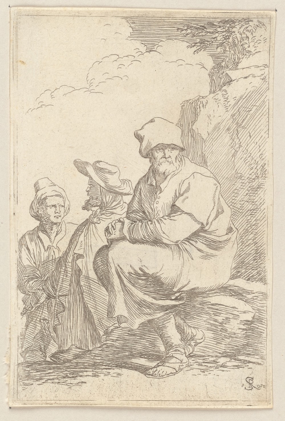 Seated Peasant with Two Other Men