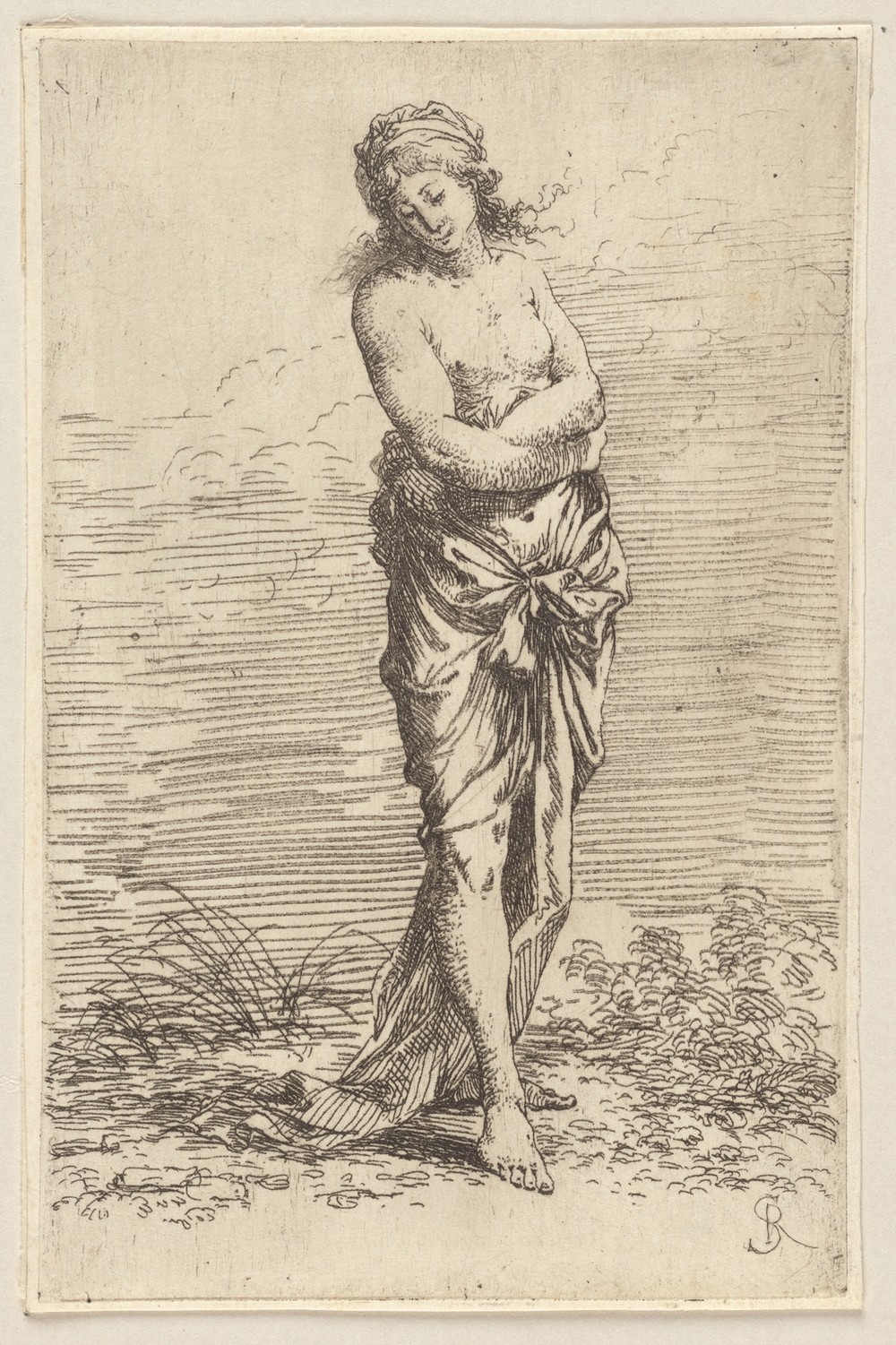 Semi-nude, Walking Toward the Right