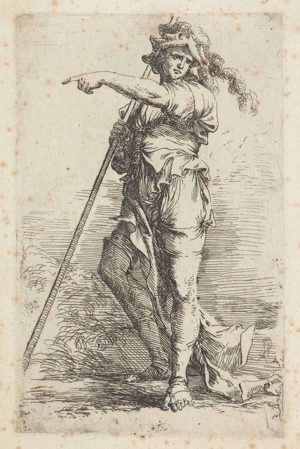 Soldier Holding a Cane in His Right Hand, Pointing toward the Left 2