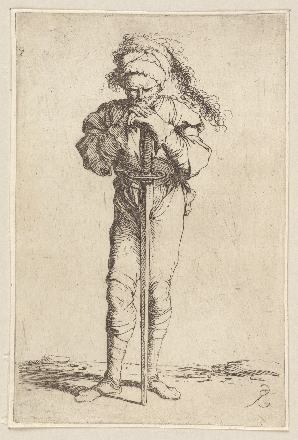 Soldier Holding a Long Sword with Both Hands