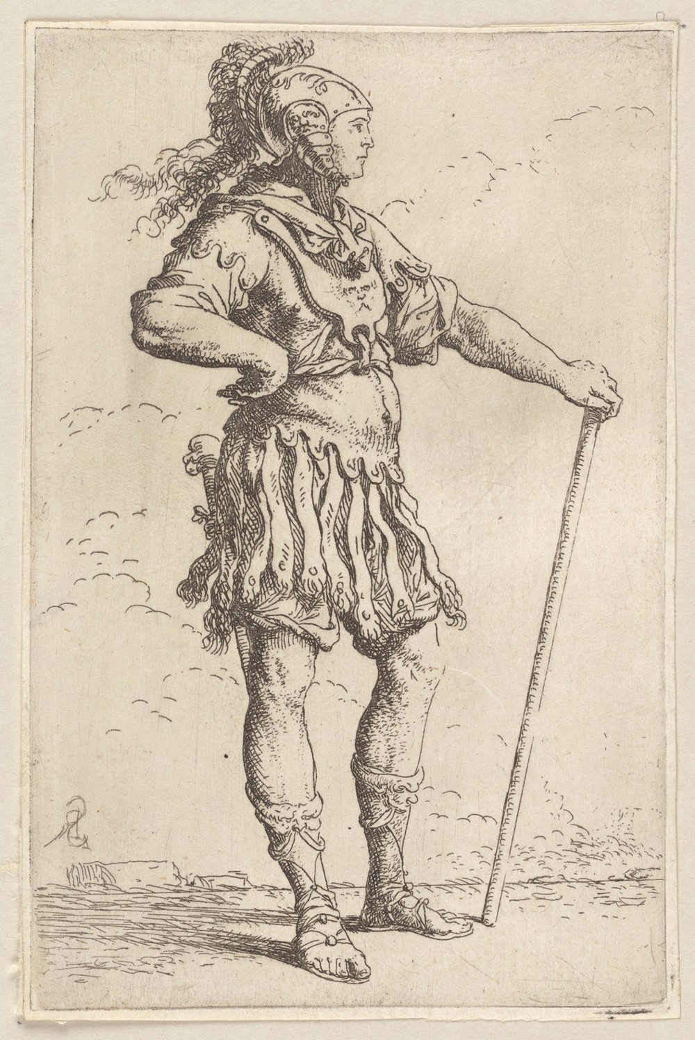 Soldier with Cane, Facing Right
