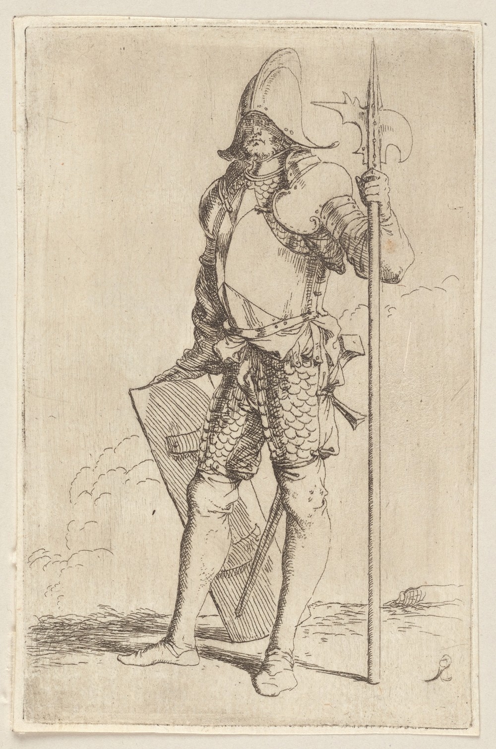 Soldier, Standing, Holding a Cane, Facing Left