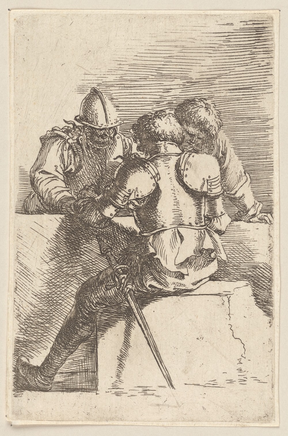 Three Soldiers in Conversation