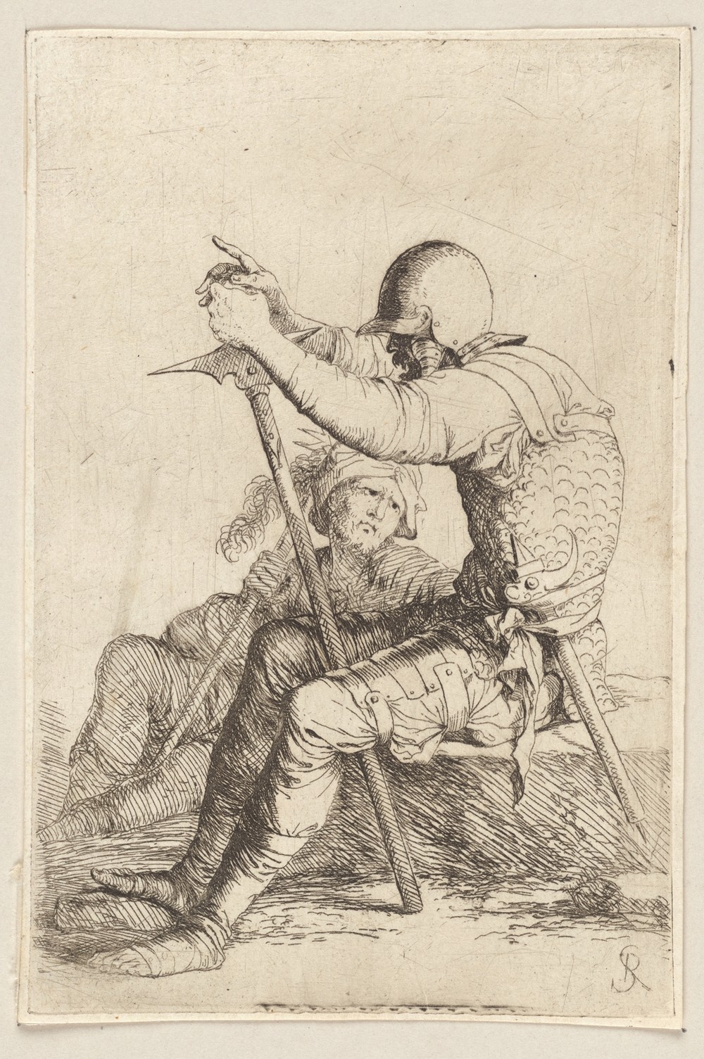 Two Soldiers, Seated, One on a Stone, the Other on the Ground
