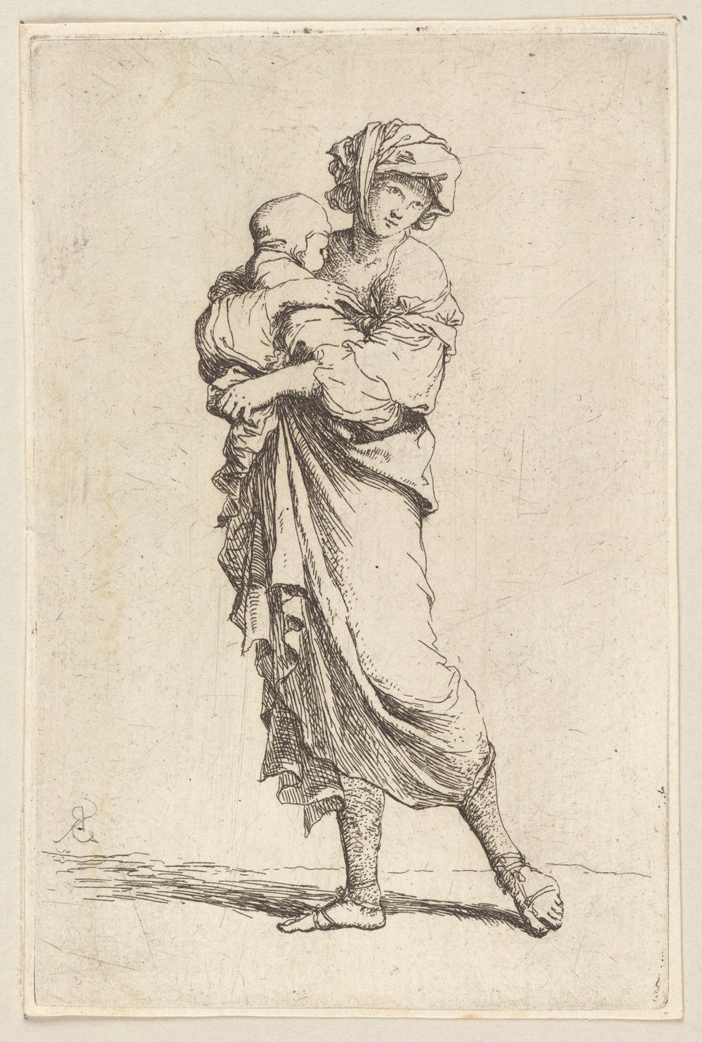 Young Mother Carrying an Infant