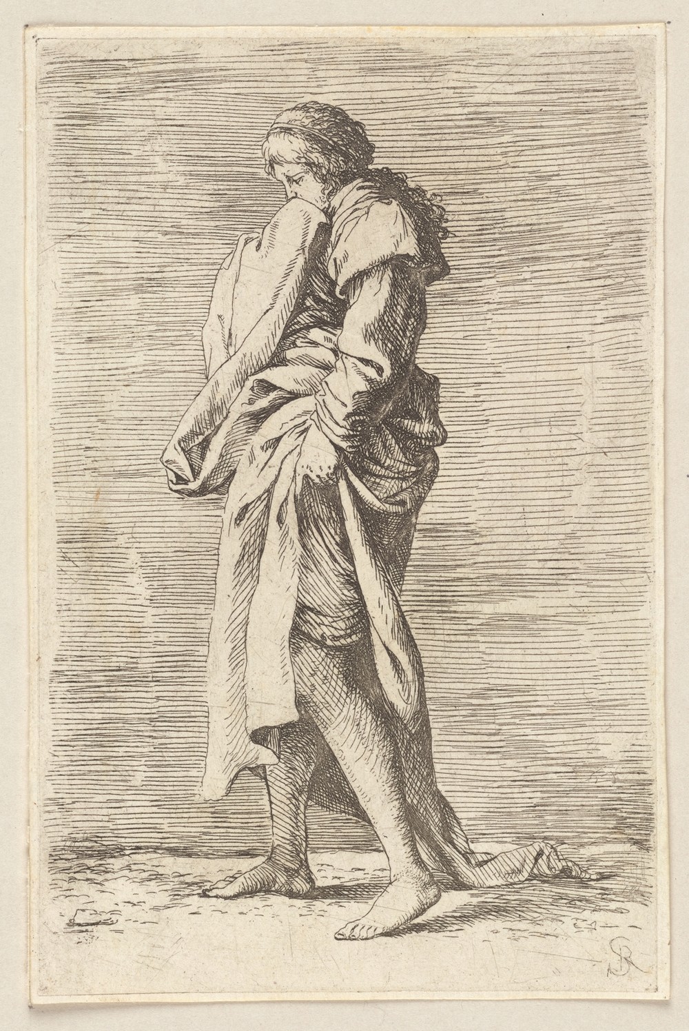 Young Woman Walking Toward the Left