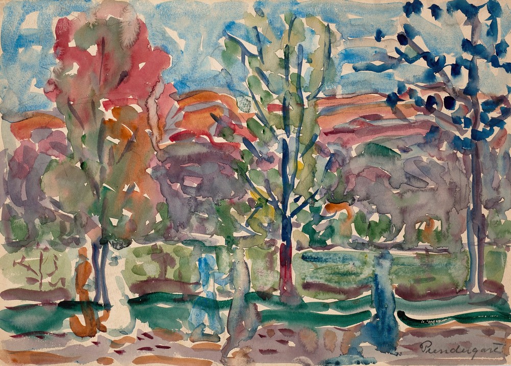 Trees against mountain