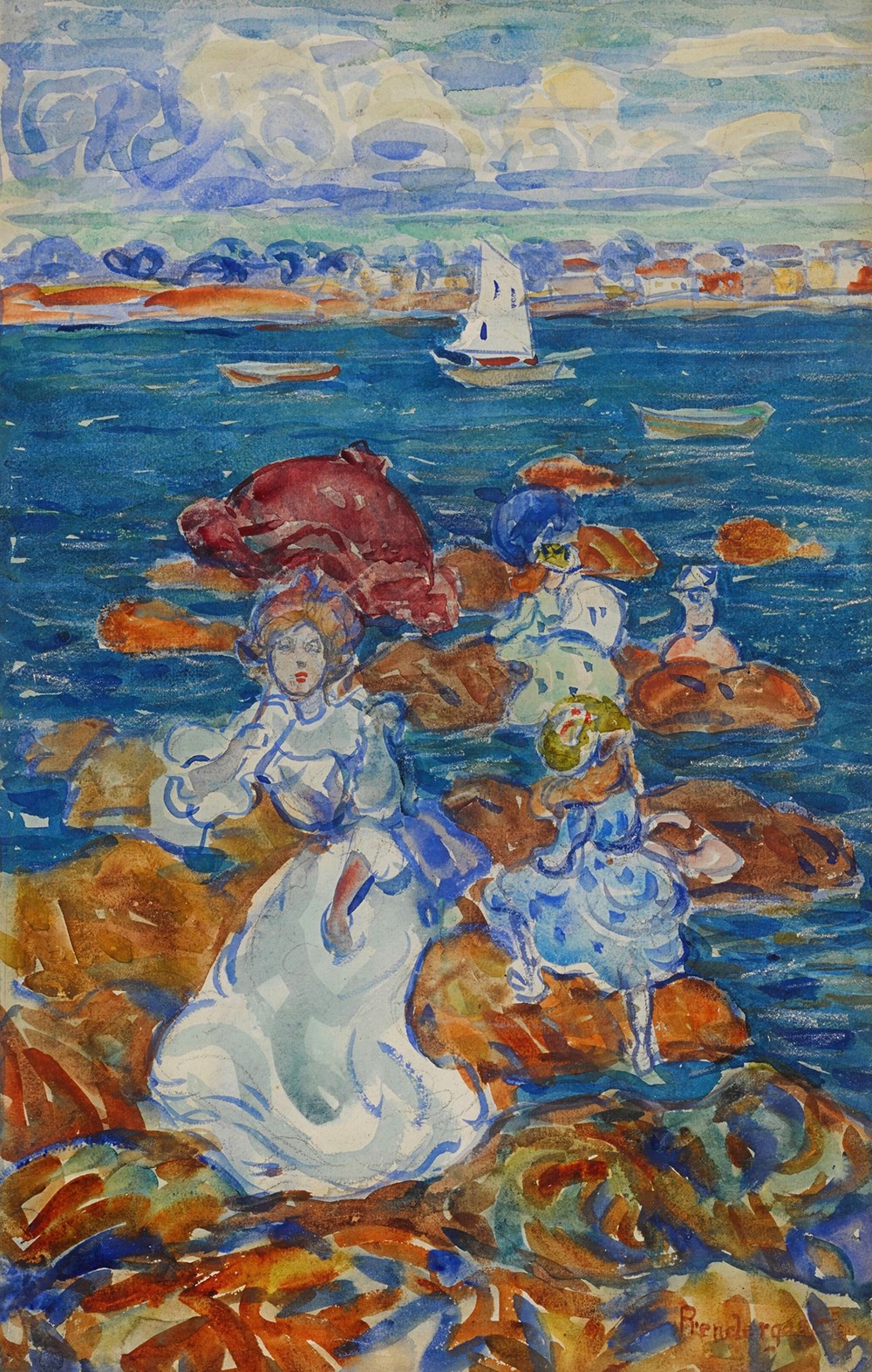Low Tide (Figures on Rocks)