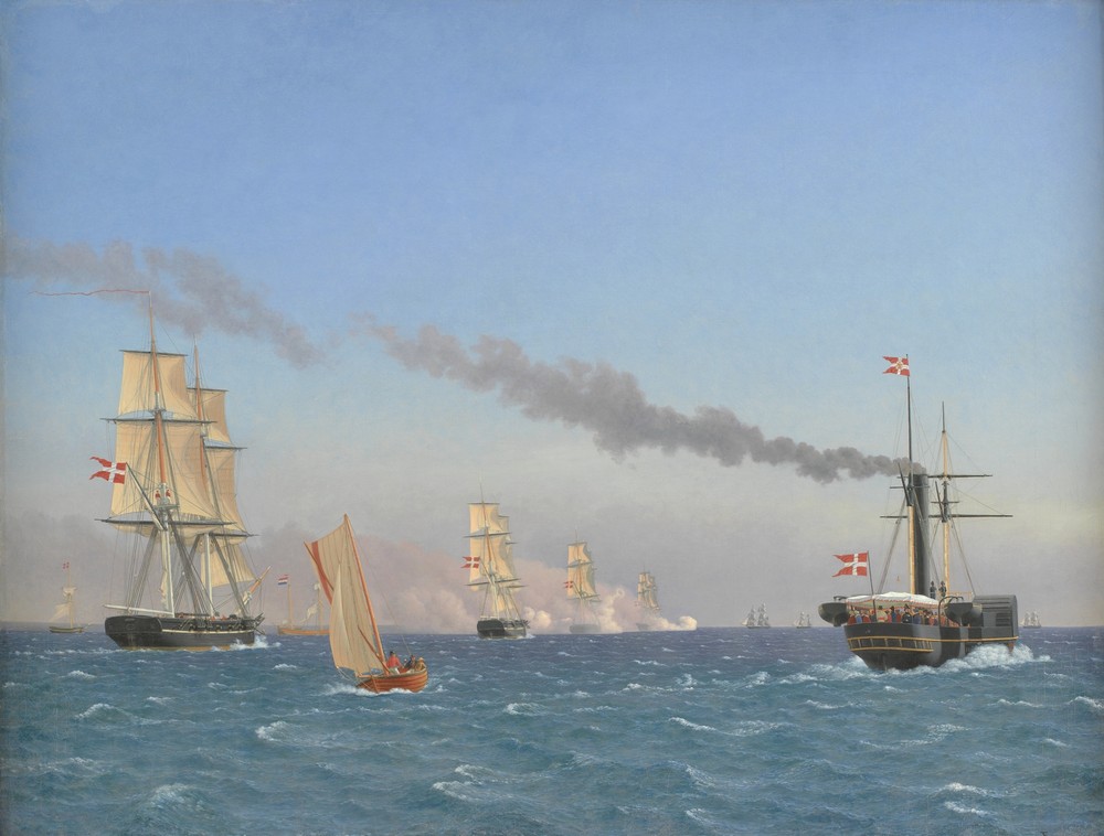 Christian VIII Aboard his Steamship ‘Ægir’ Watching the Manoeuvres of a Squadron near Copenhagen