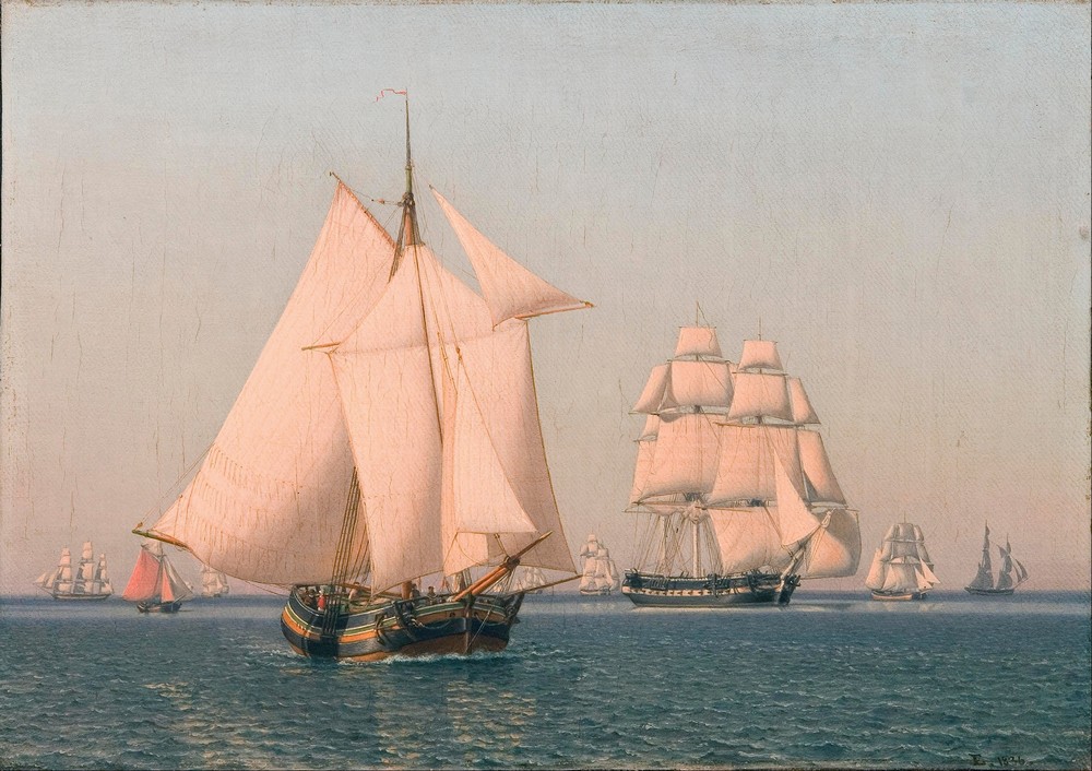 Ships under sail in a mild breeze on a clear summer’s afternoon