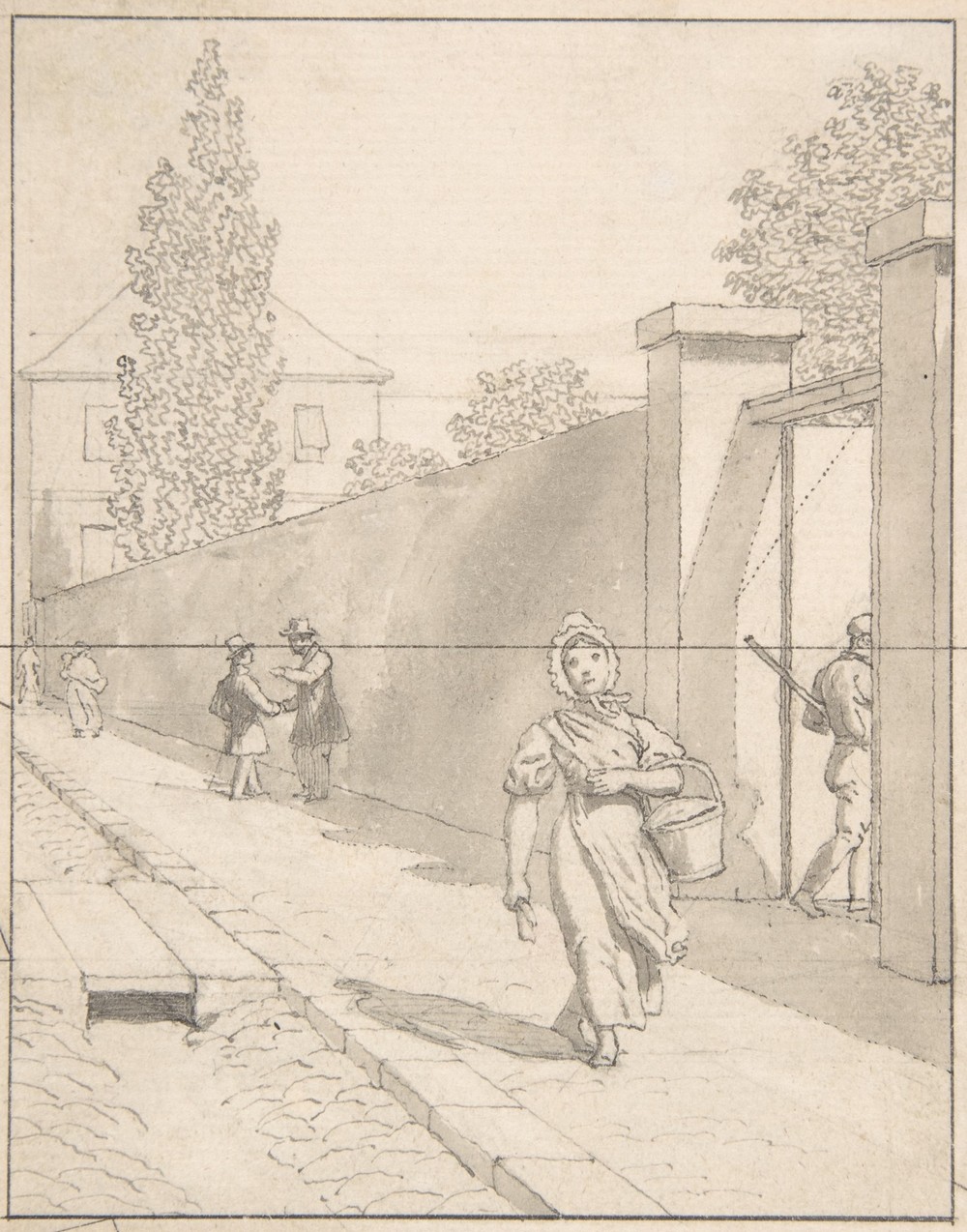View of Charlottenborg Palace in Copenhagen with the Old Botanical Garden and Figures