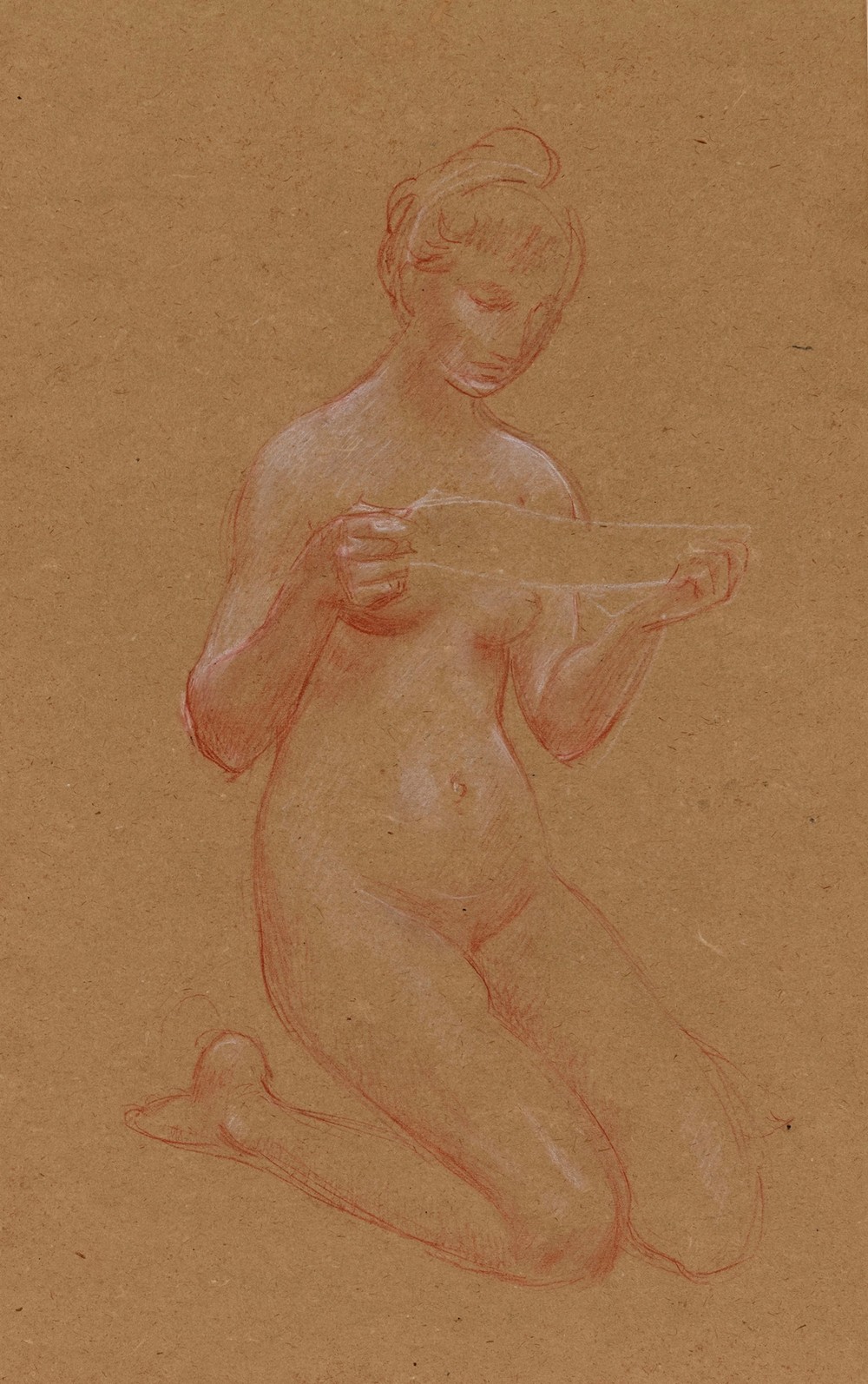 Femme nue à genoux