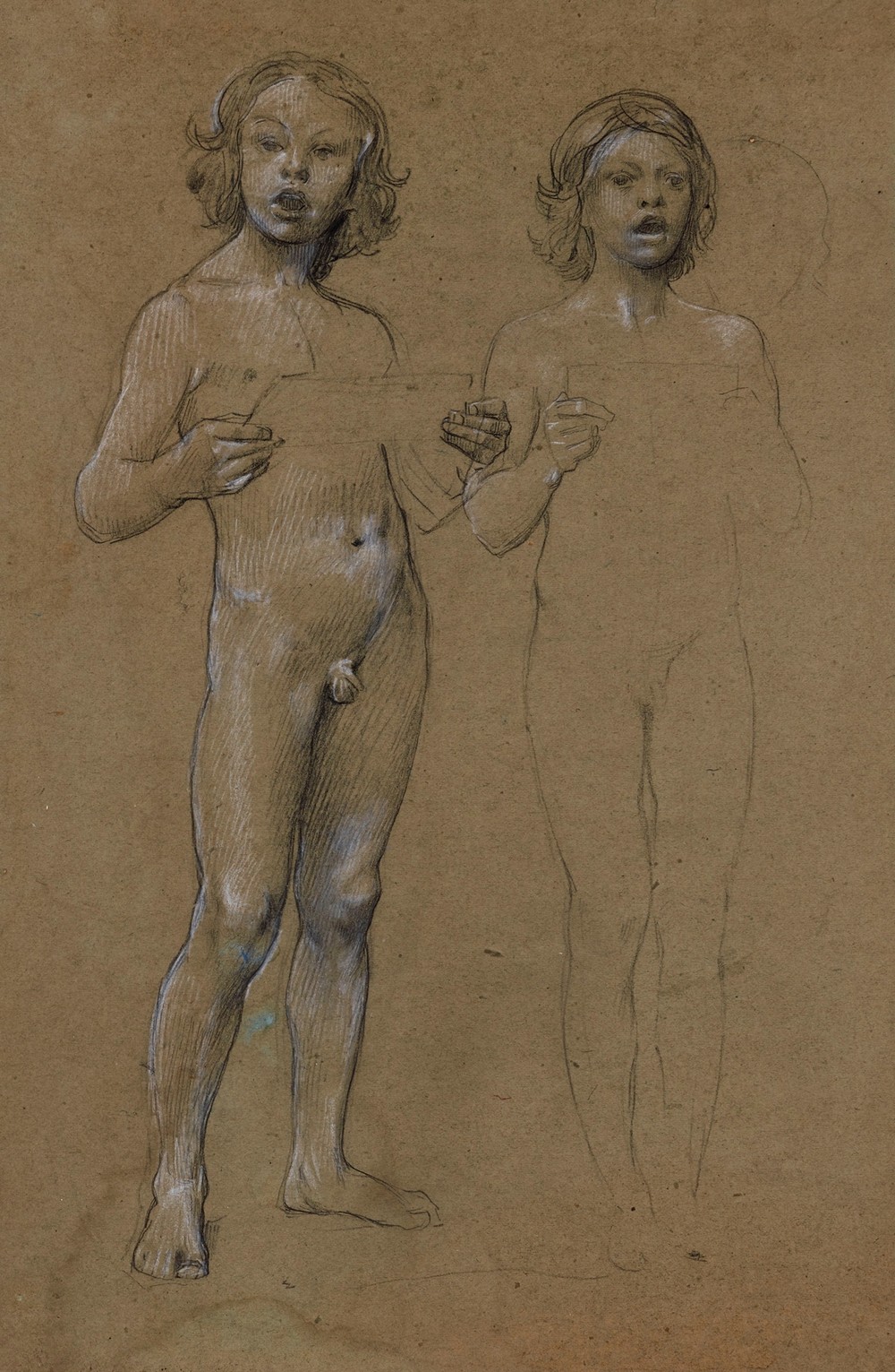 Deux garçons nus chantant