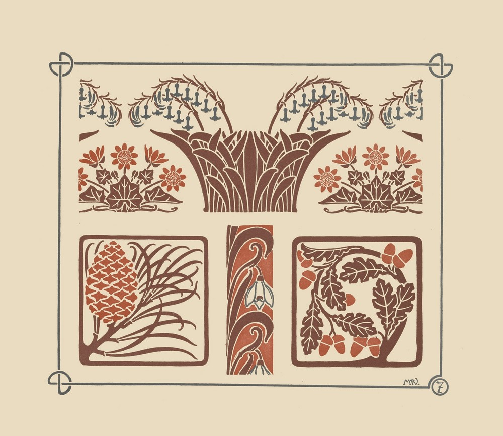 Abstract design based on flowers and pinecones