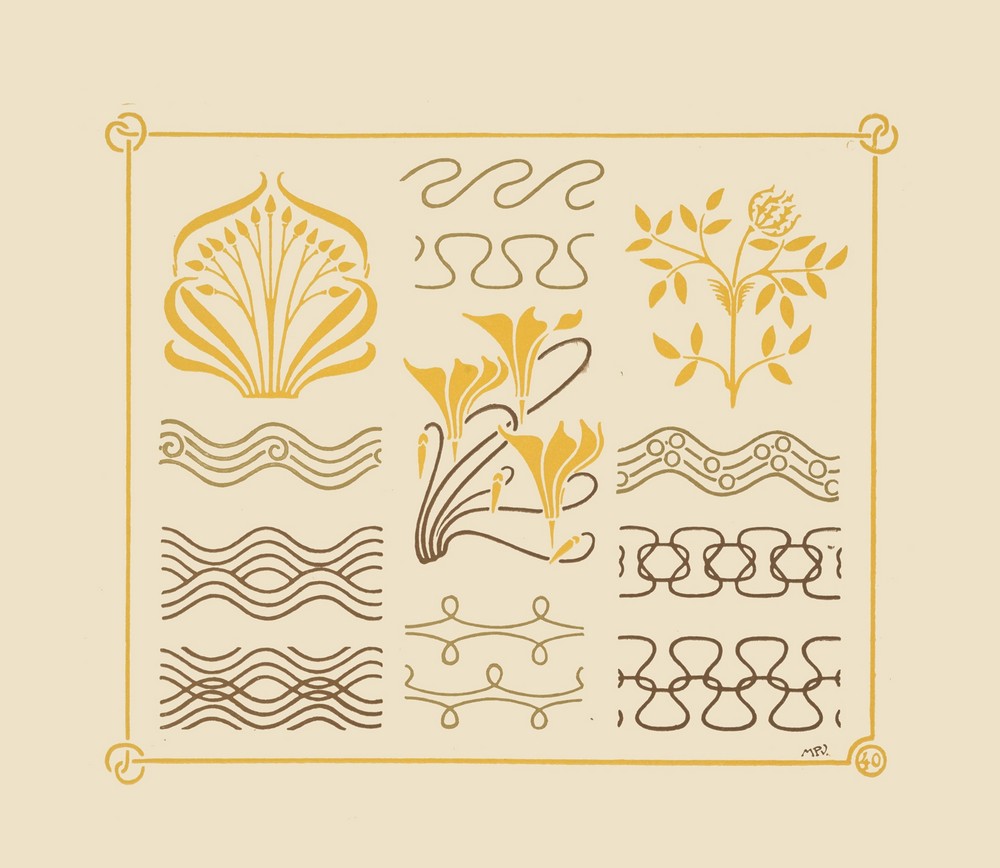 Abstract design based on leaves and curvilinear shapes.
