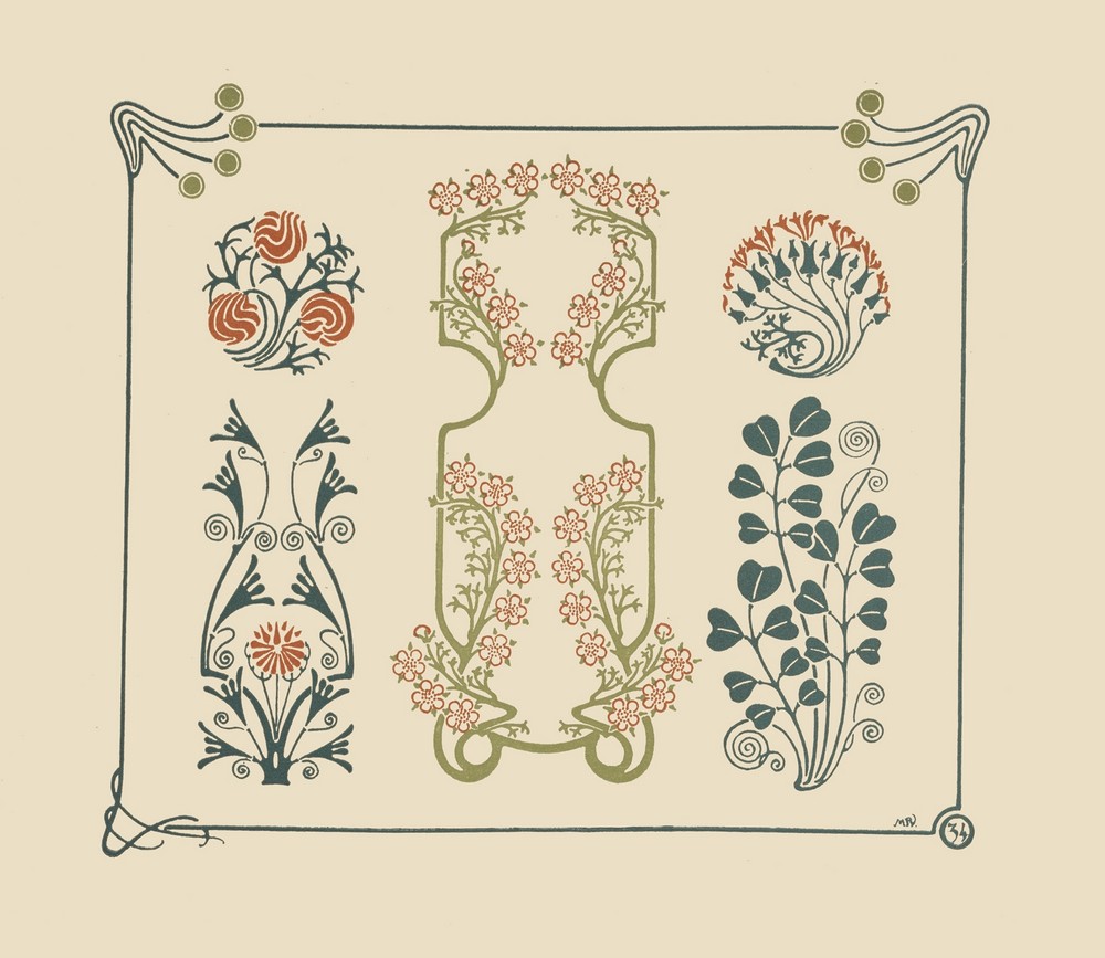 Abstract design based on tiny flowers and leaves.