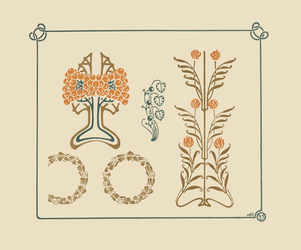 Abstract design based on tiny leaves and berries.