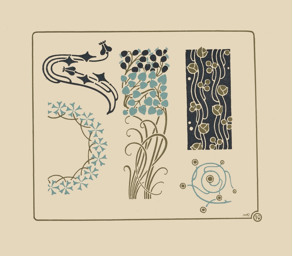 Abstract design based on tiny leaves on stems.