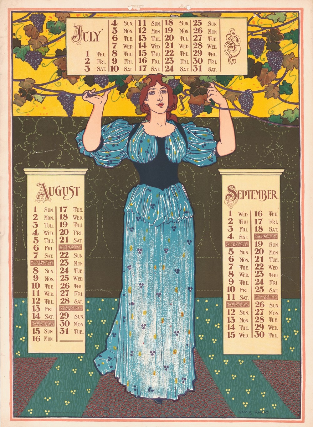 Poster calendar for 1897. July, August , September
