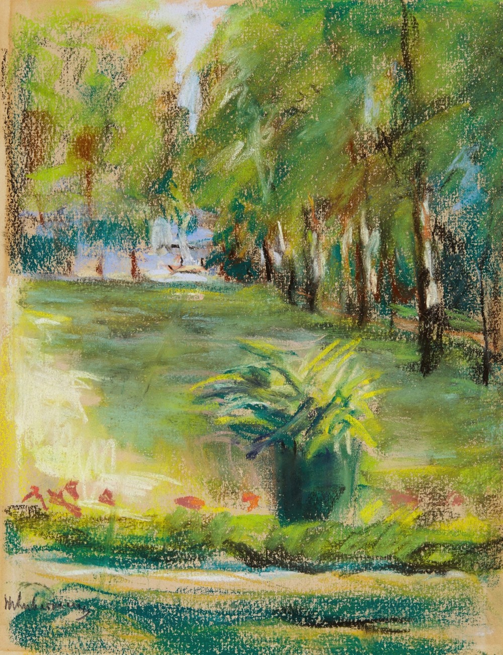 The Artist’s Garden Seen to the East from the Terrace with a View of the Birch Avenue and the Wannsee