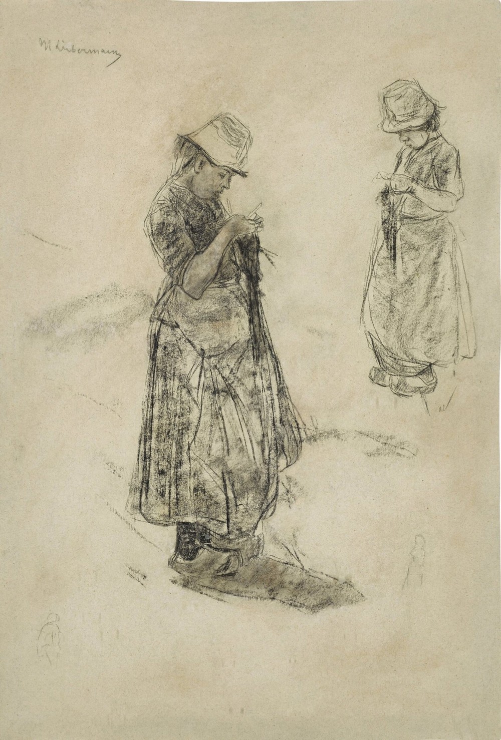Strickende Mädchen (Girls Knitting) (circa 1895)