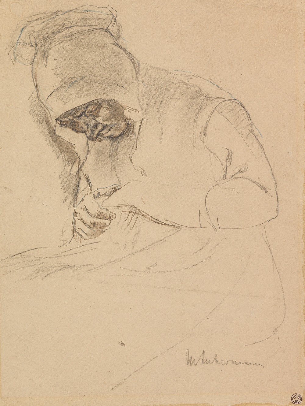 Study for the painting ‘Stopfende Alte am Fenster’
