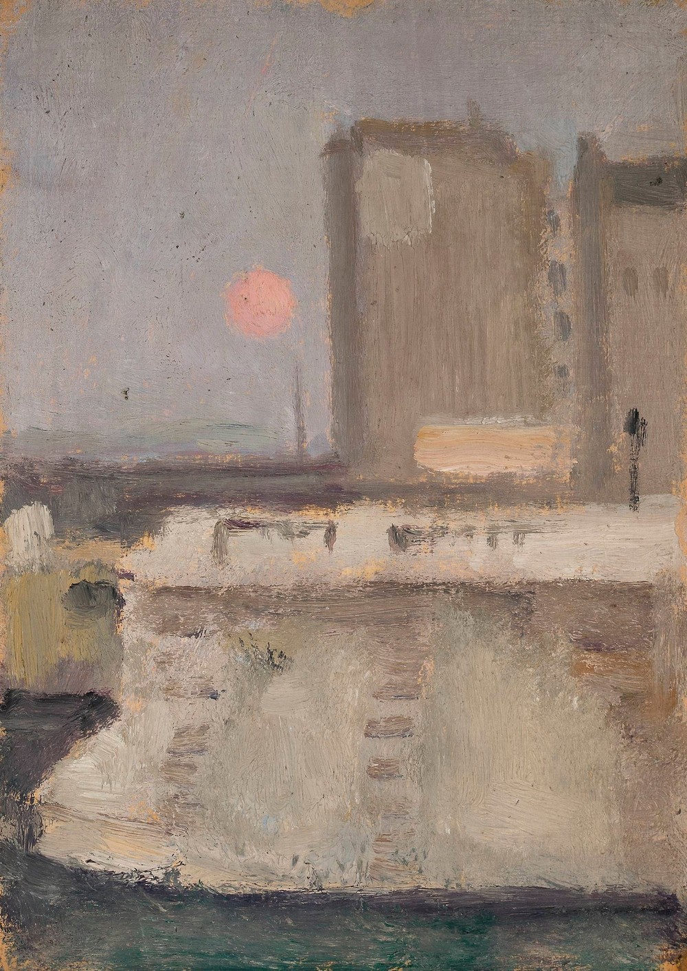 Fragment of a city in a fog