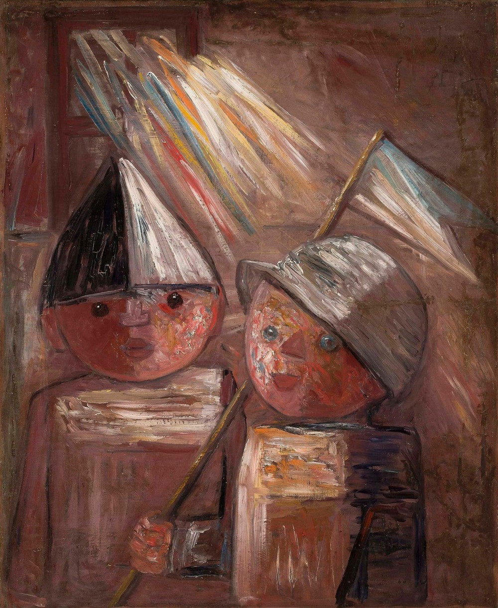 Two children with a flag