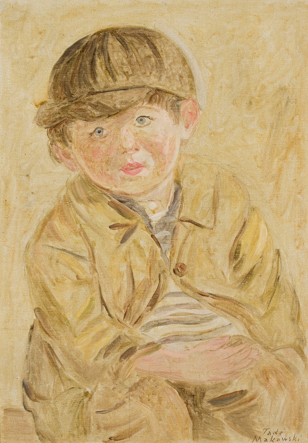 Boy in a visored cap