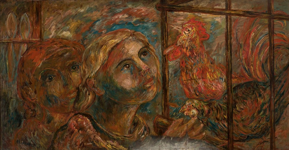 Children and roosters
