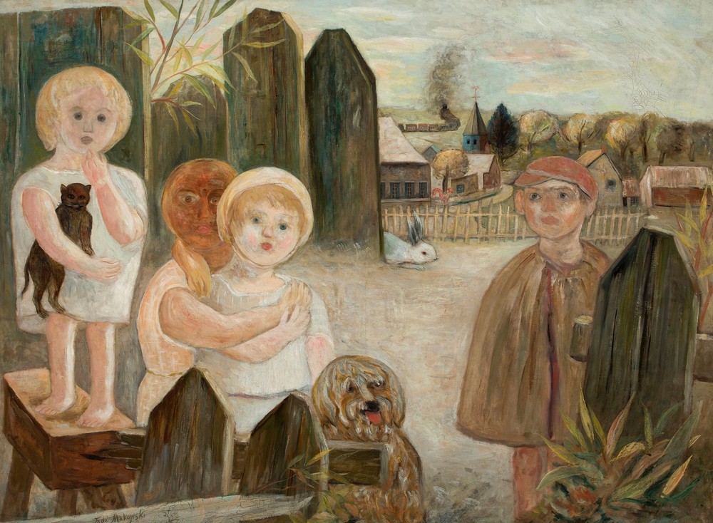 Children in a village backyard