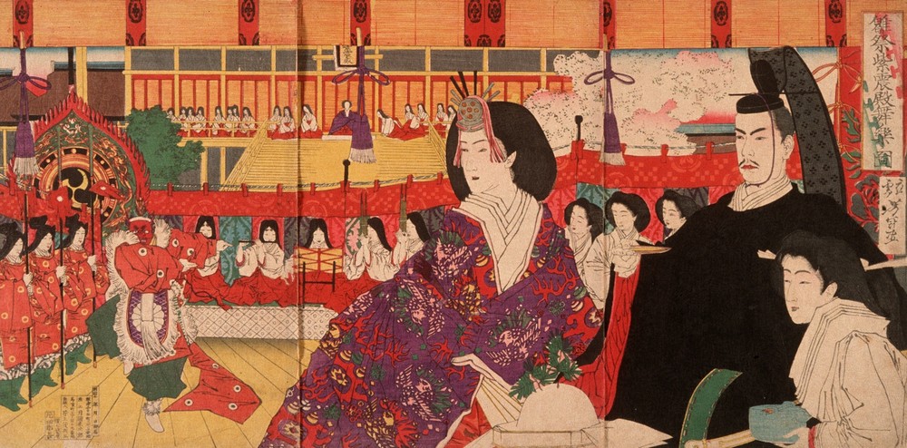 A Bugaku Performance at the Imperial Palace during the Doll Festival