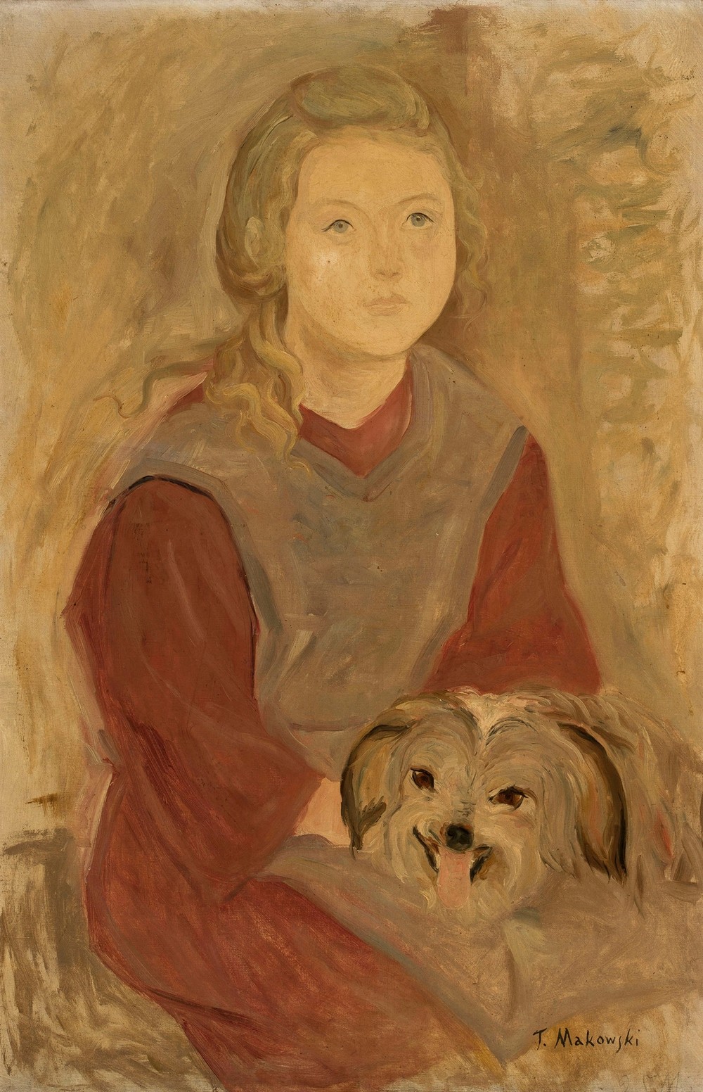 Little girl with a dog
