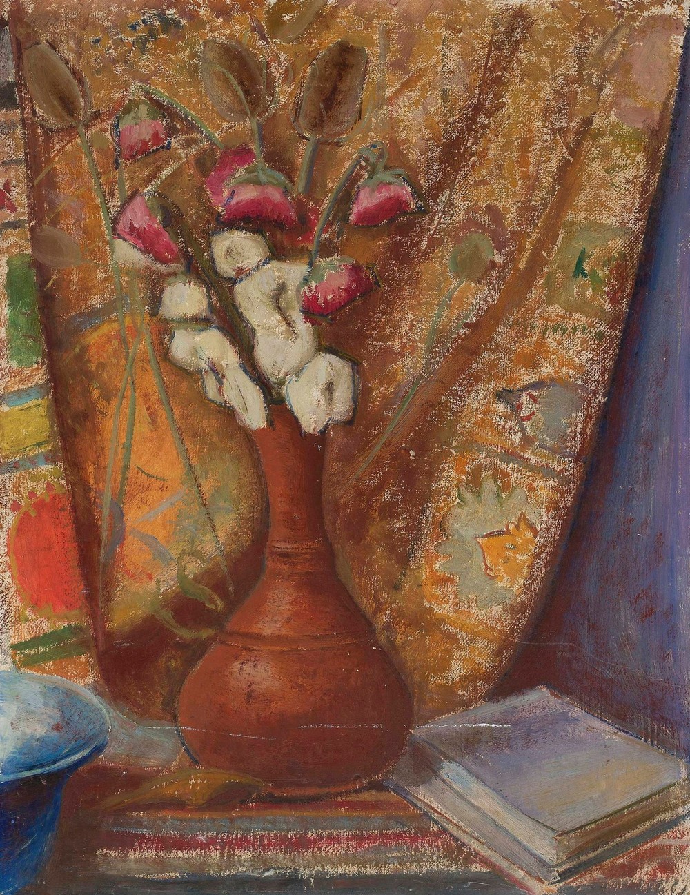 Flowers in a clay flower-vase