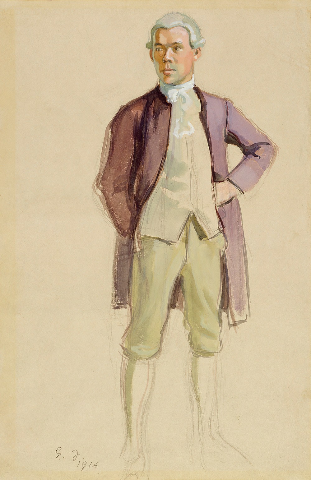 Man Standing, in Rococo Attire (F.E. Sillanpää)