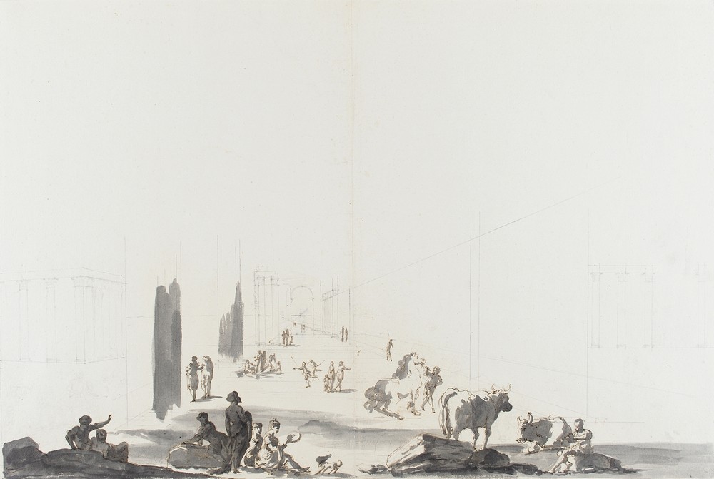 Figures and Animals in Deep Architectural Setting (18th-19th century)