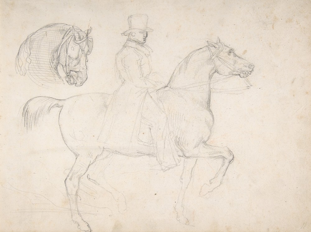 Man on Horseback, and Study of Horse’s Head (19th century)