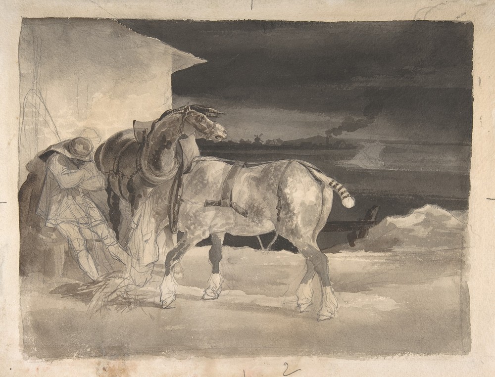 Two Draft Horses with a Sleeping Driver (1820–22)