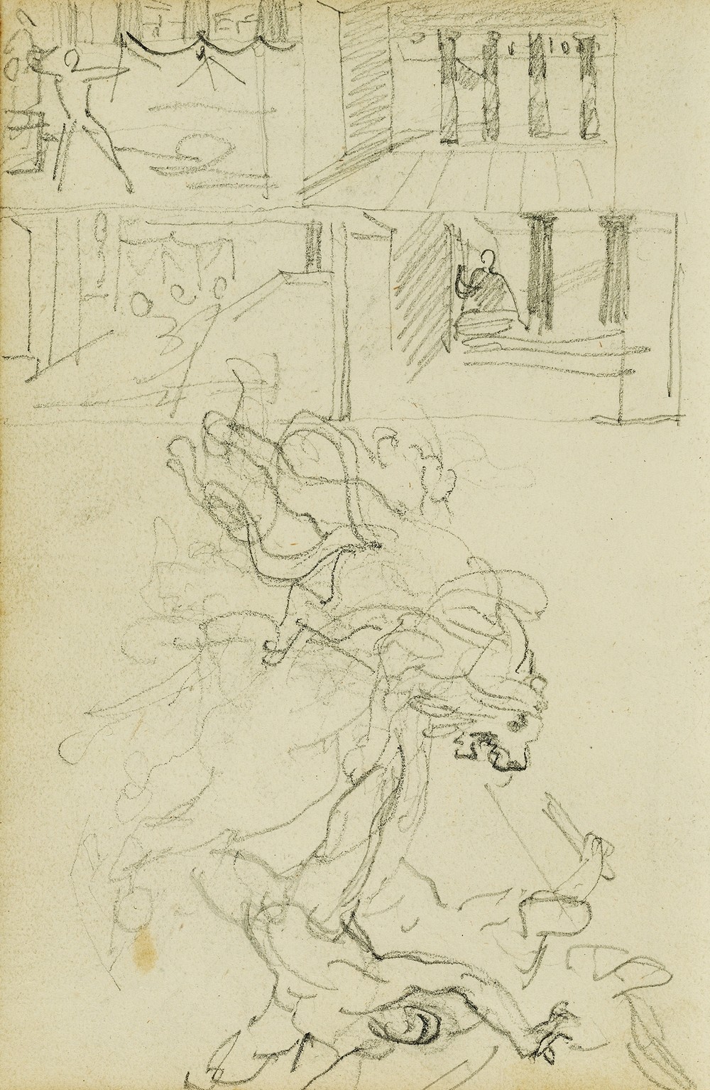 Two compositional studies of a lion hunt