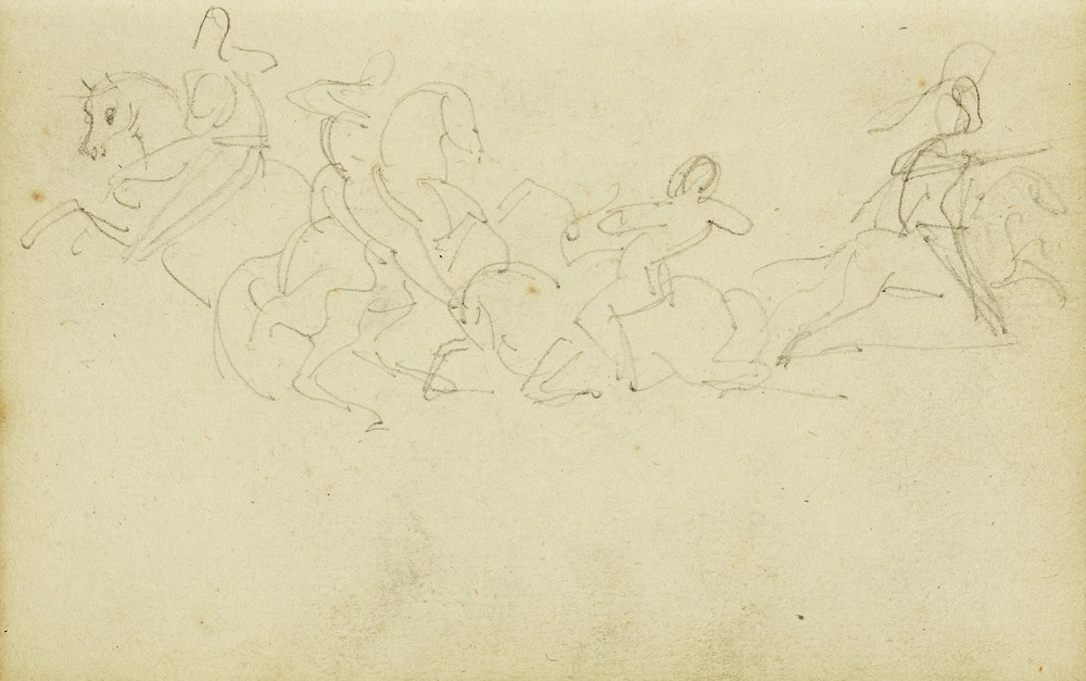 Cavalry skirmish with four horsemen