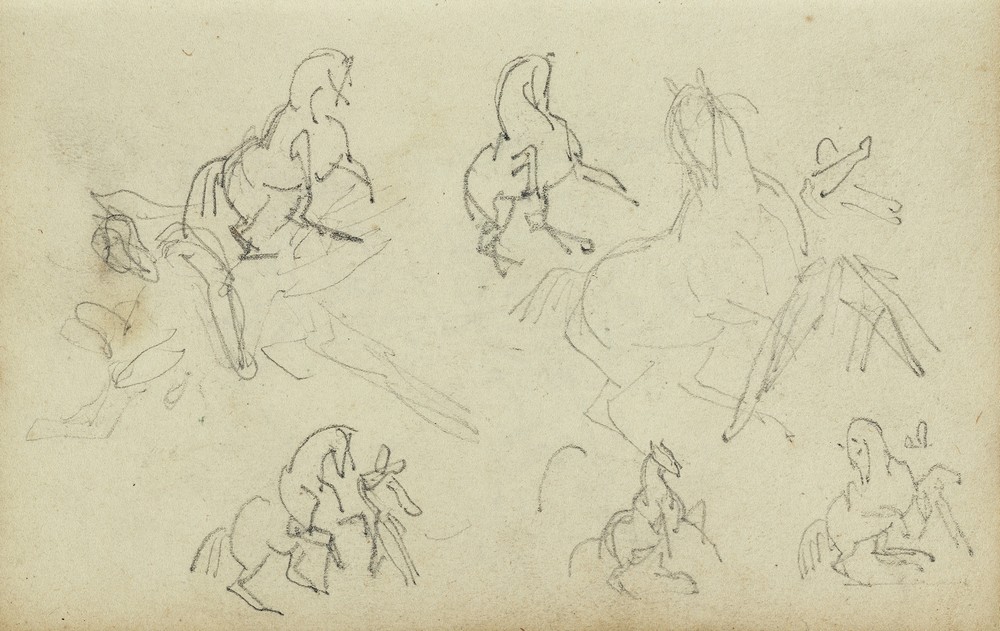 Six studies for man beside a rearing horse