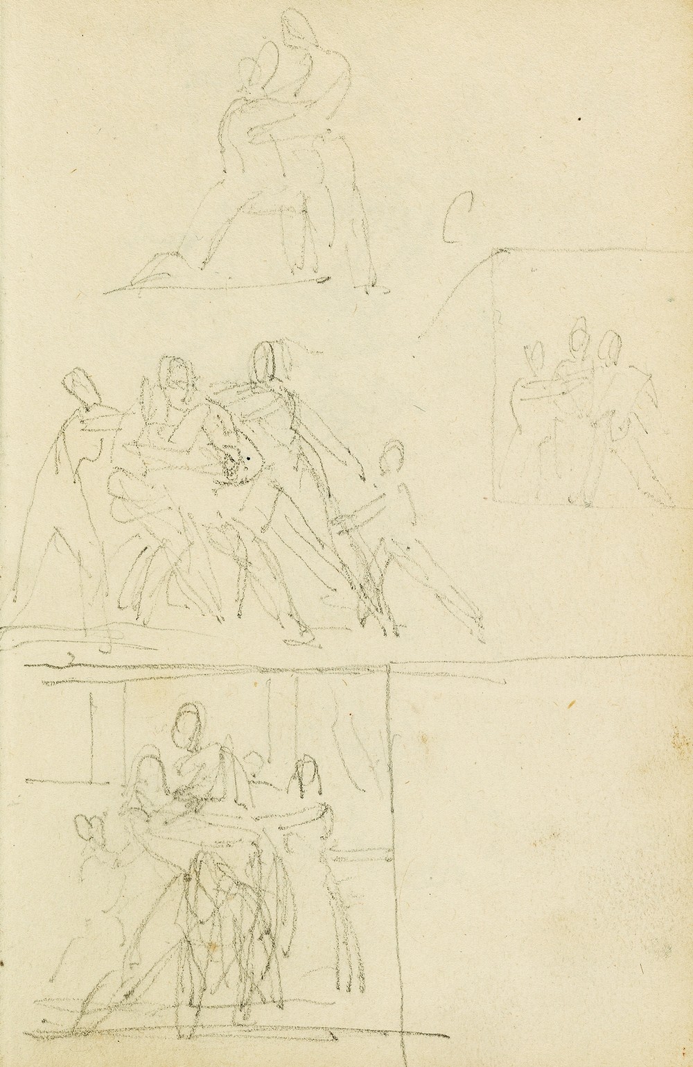 Four compositional studies for a group of figures