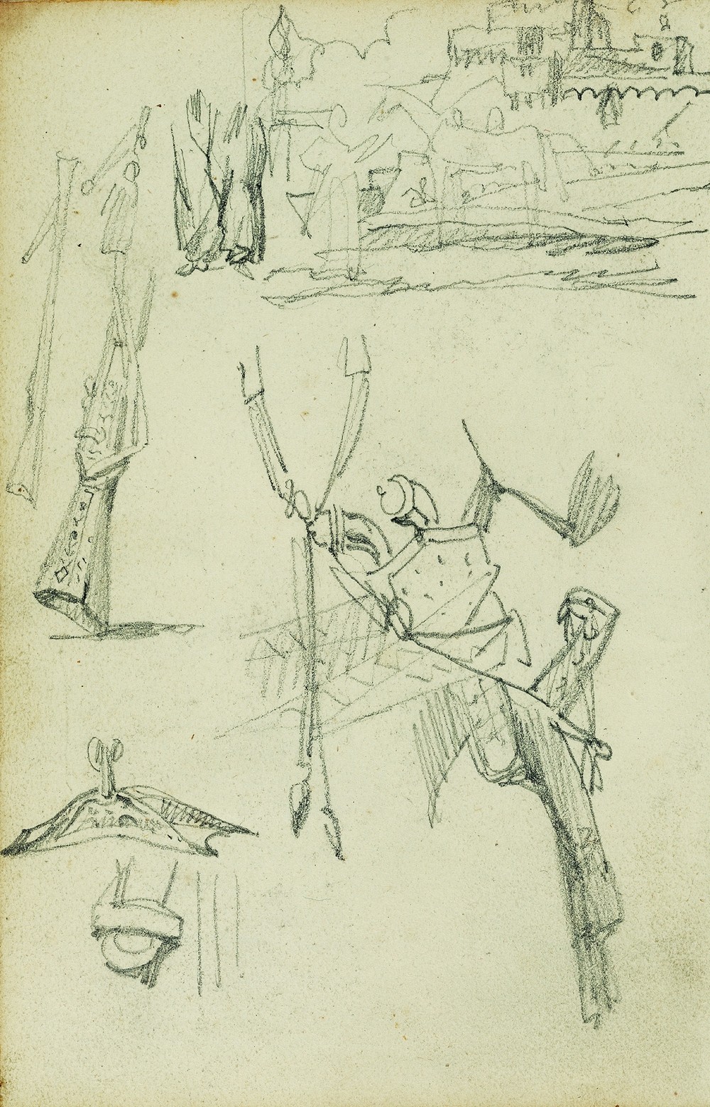 Weapon studies, compositional study of castle scene